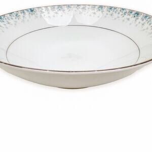 Noritake Japan Vegetable Bowl Round 8" Floral Blue Platinum Trim Kathleen 6722